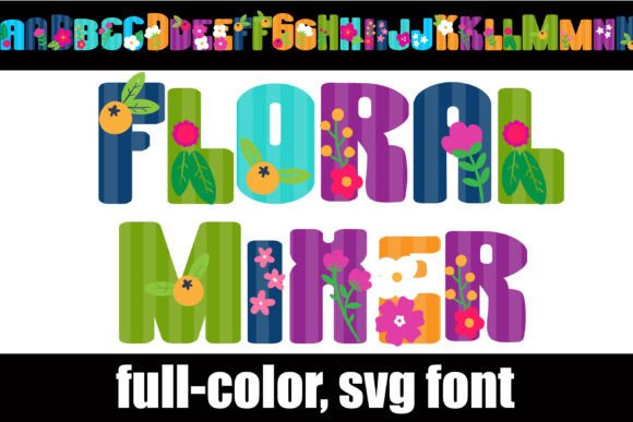 Floral Mixer: A Full-Color Font for Vibrant, Playful Designs