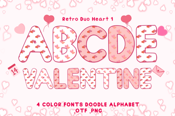 Retro Duo Heart 1: Adorable Color Fonts for Creative Projects